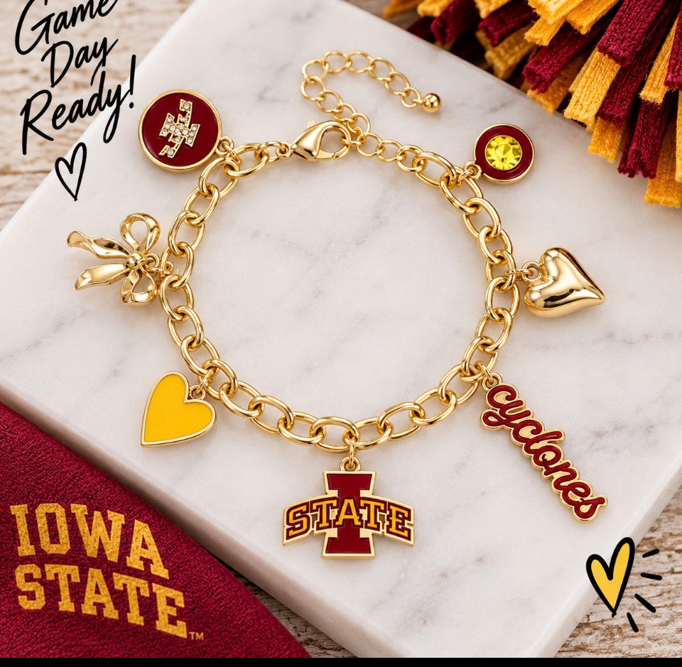 IOWA STATE CYCLONES CHARM BRACELET