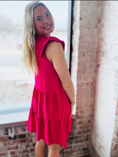 Hot Pink Tiered Dress