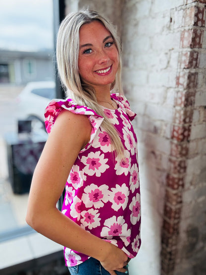Magenta Floral Top