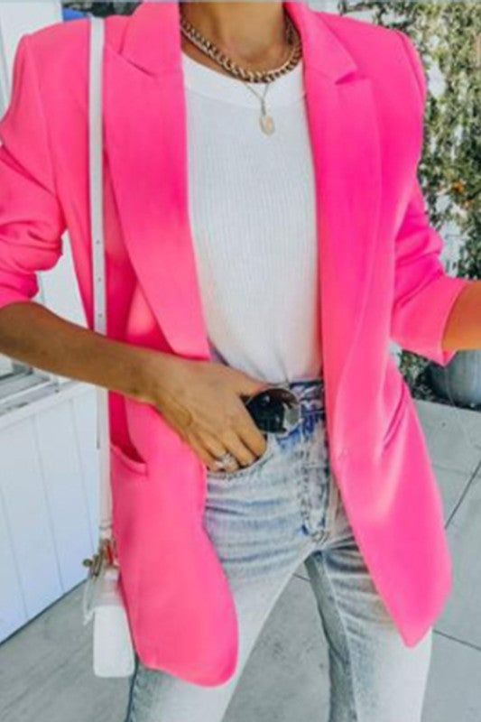 LAPEL LONG SLEEVE JACKET IN TWO COLORS