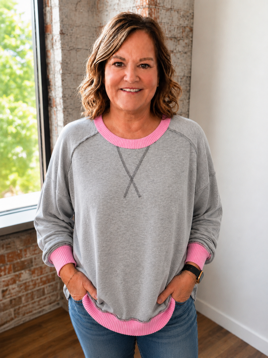 HEATHER GRAY PULLOVER