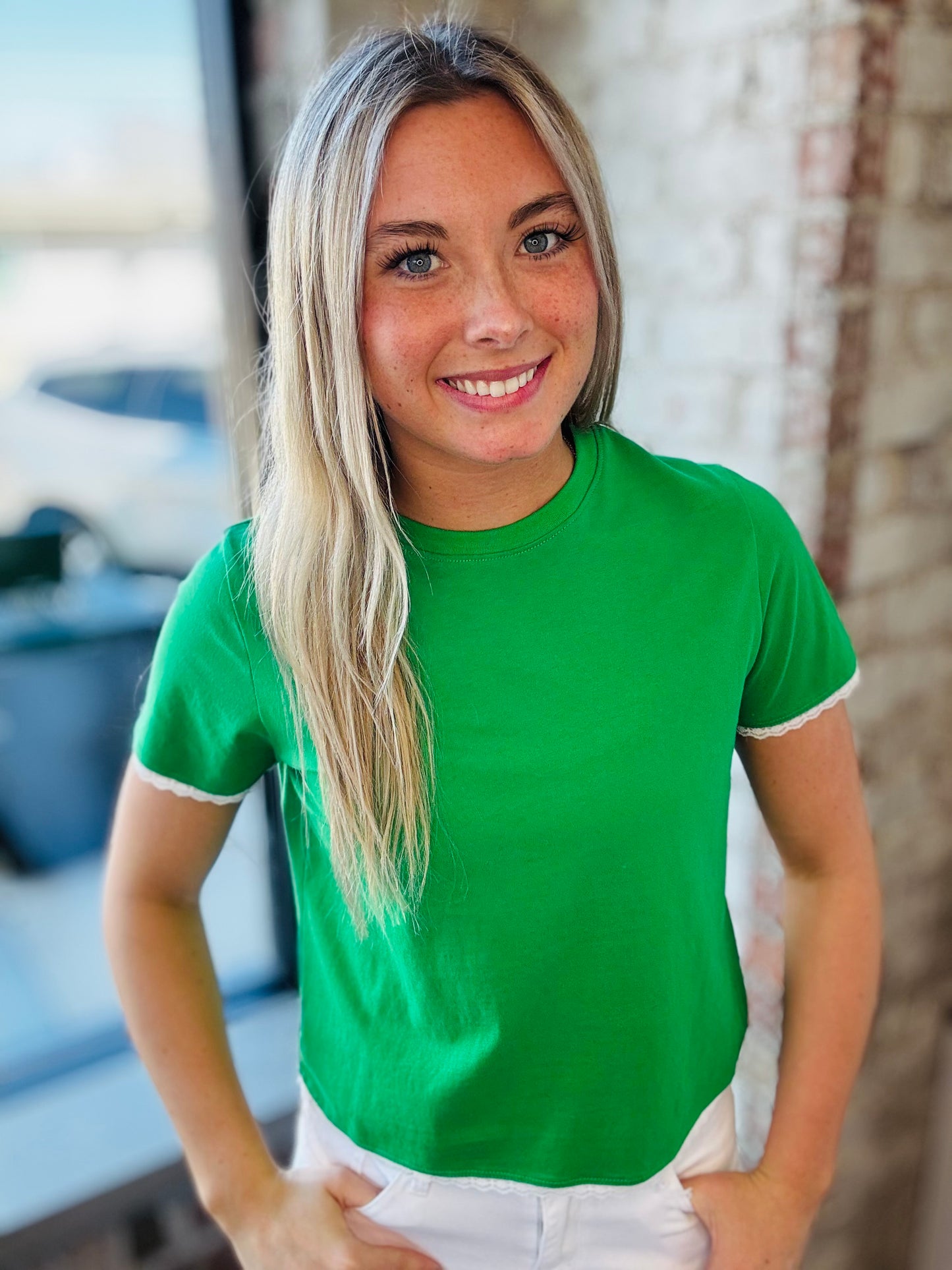 Kelly Green Shirt Sleeve Top