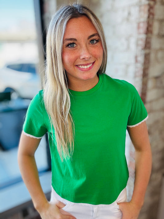 Kelly Green Shirt Sleeve Top