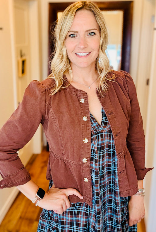 WASHED CHOCOLATE DENIM JACKET
