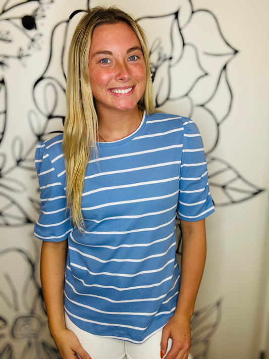 DUTCH BLUE & IVORY STRIPE TOP