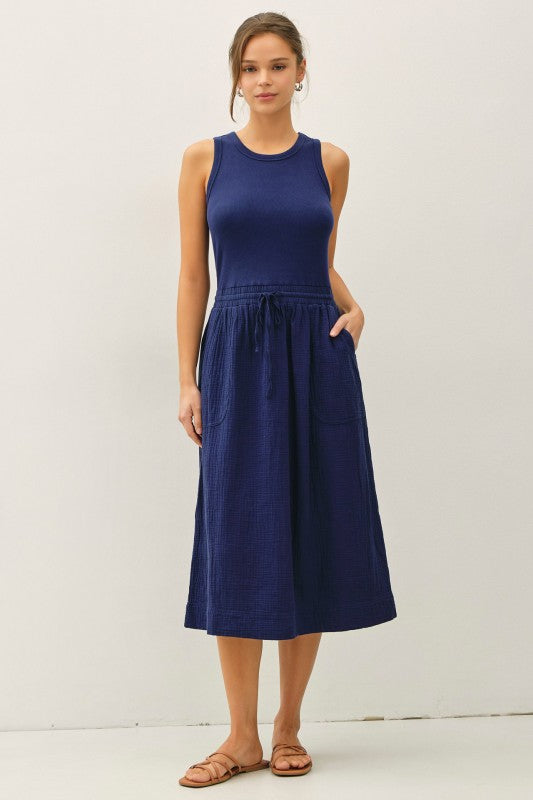 NAVY BLUE SLEEVELESS DRESS
