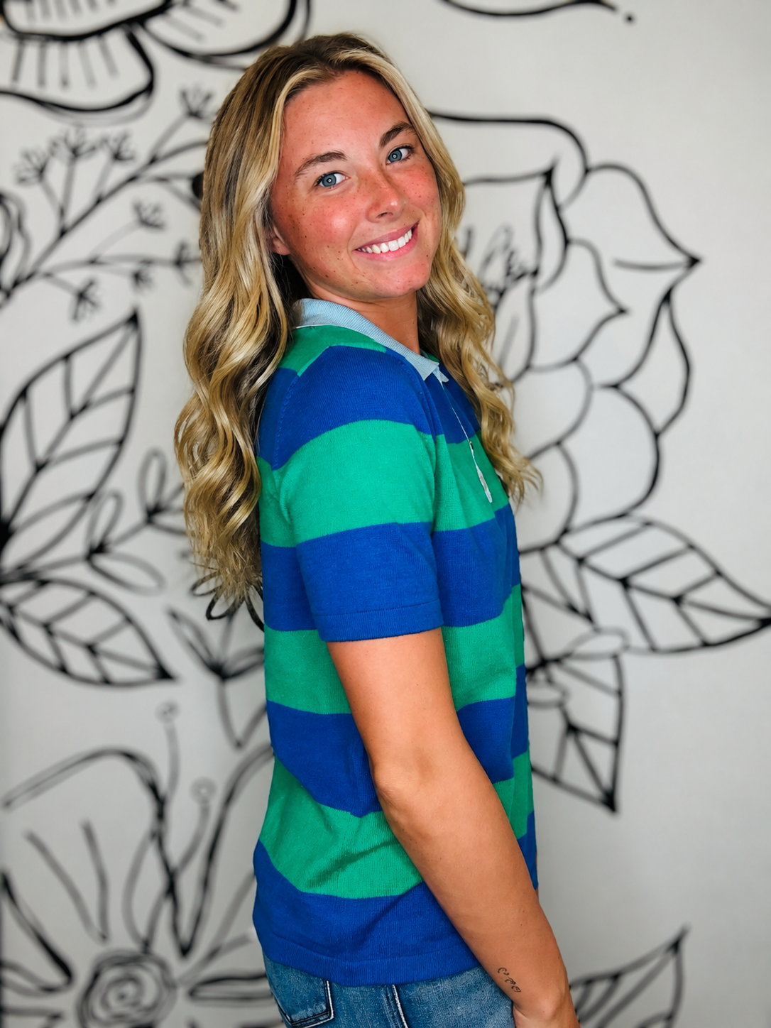ROYAL BLUE & KELLEY GREEN RUGBY KNIT TOP