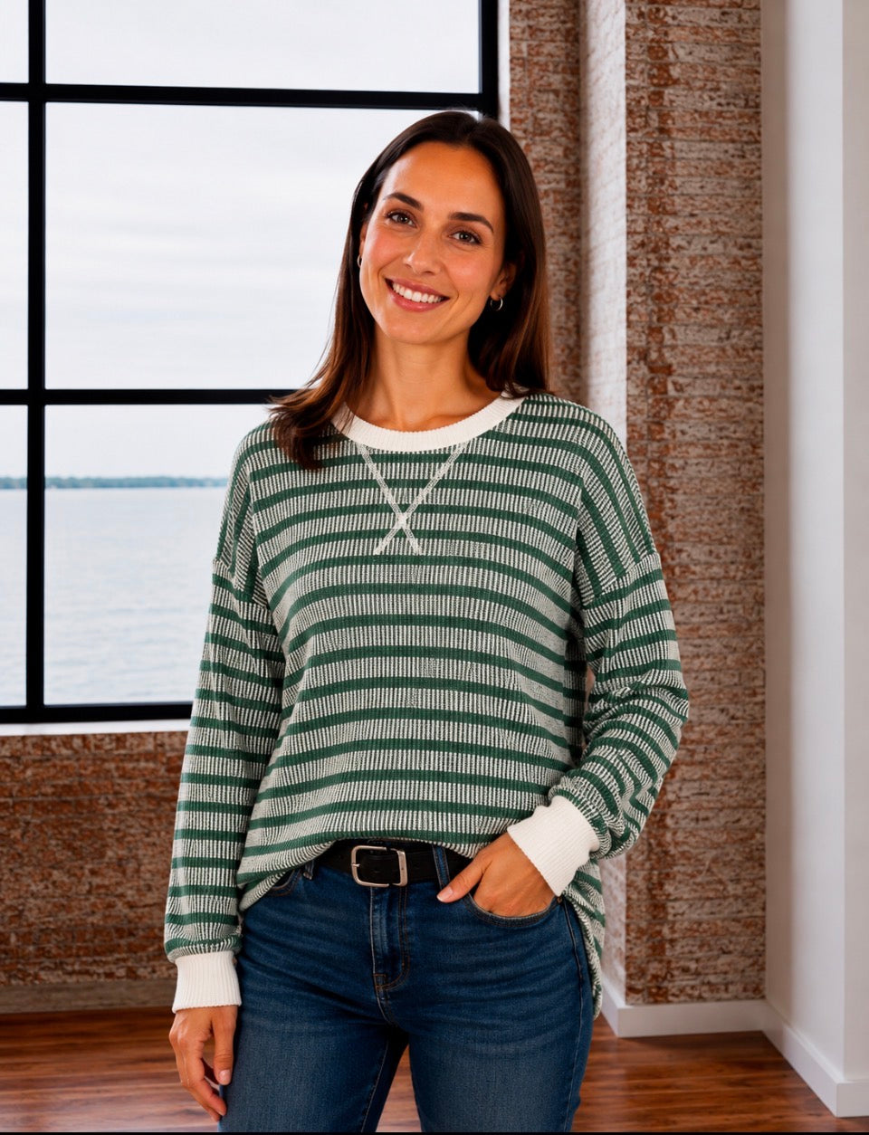 RIBBED ROUND NECK PULLOVER