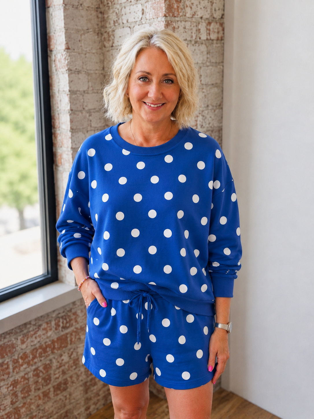 BLUE POLKA DOT LOUNGE SET