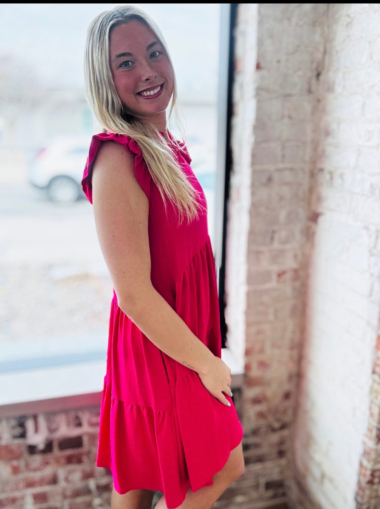 Hot Pink Tiered Dress