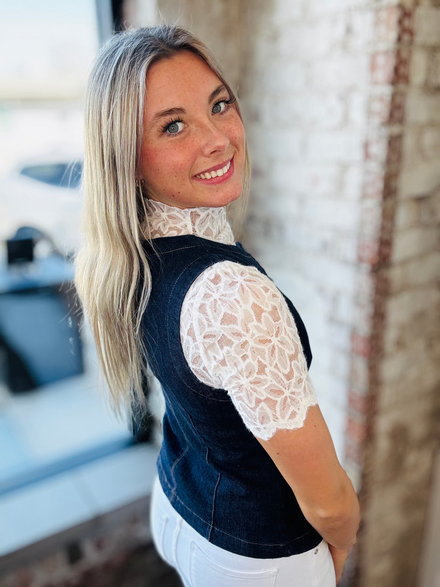 Dark Wash Button Down Denim Vest