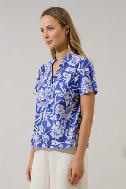 COASTAL BLUE PRINT TOP