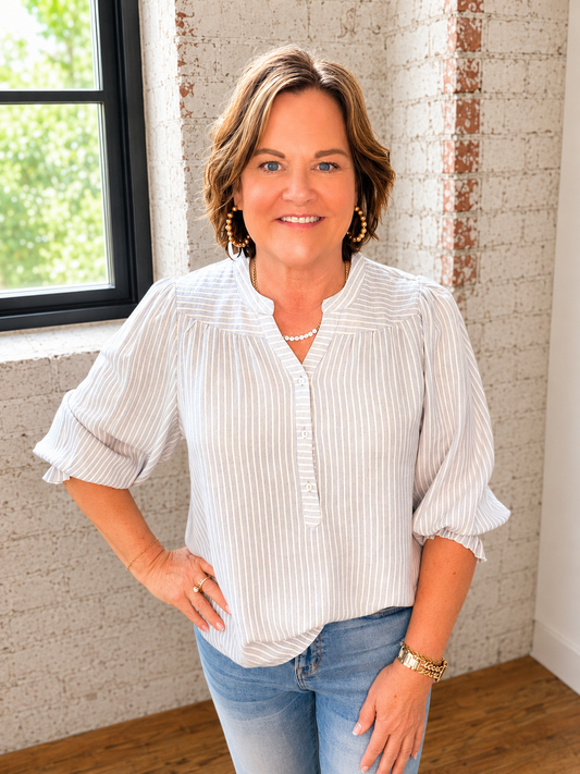 JENSEN LT CHAMBRAY STRIPE TOP
