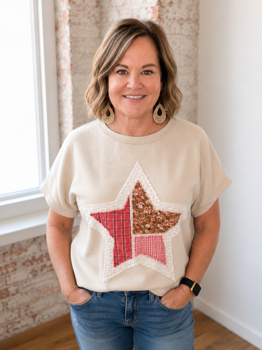 SAGE & FIG NATURAL PATCHWORK STAR TOP