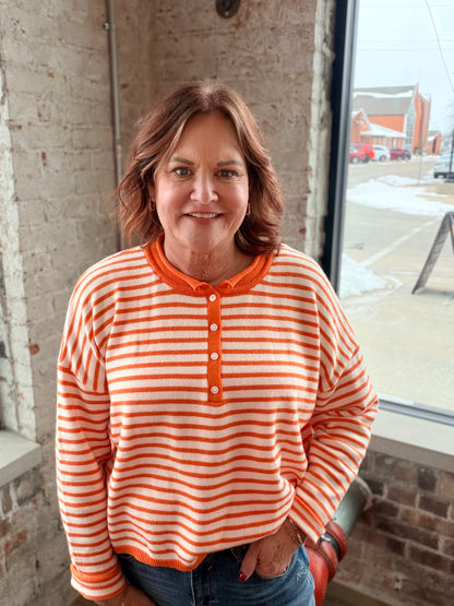 Orange & White Stripe Sweater