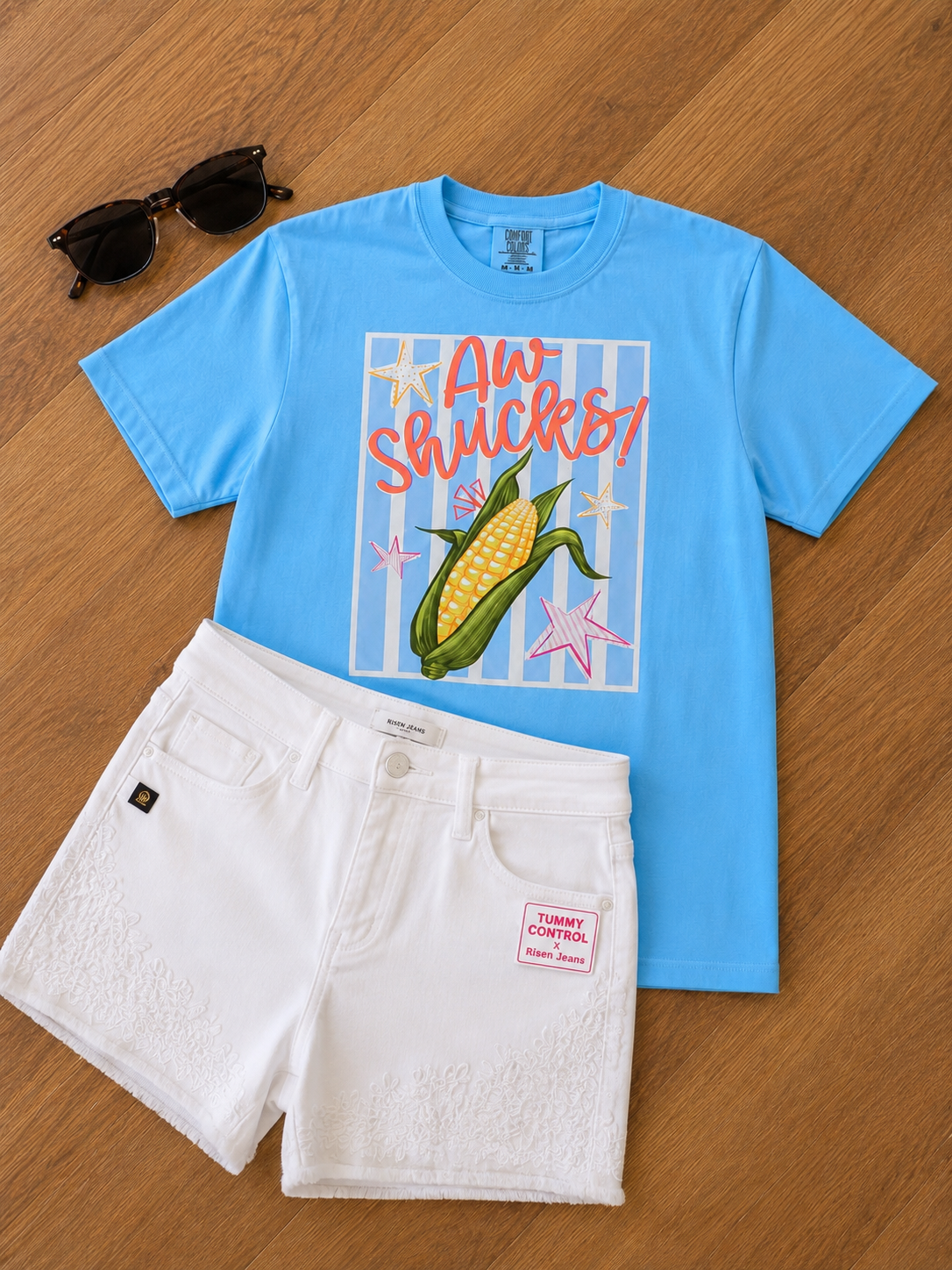 BLUE AW SHUCKS GRAPHIC TEE