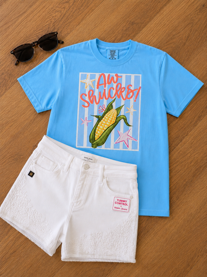 BLUE AW SHUCKS GRAPHIC TEE