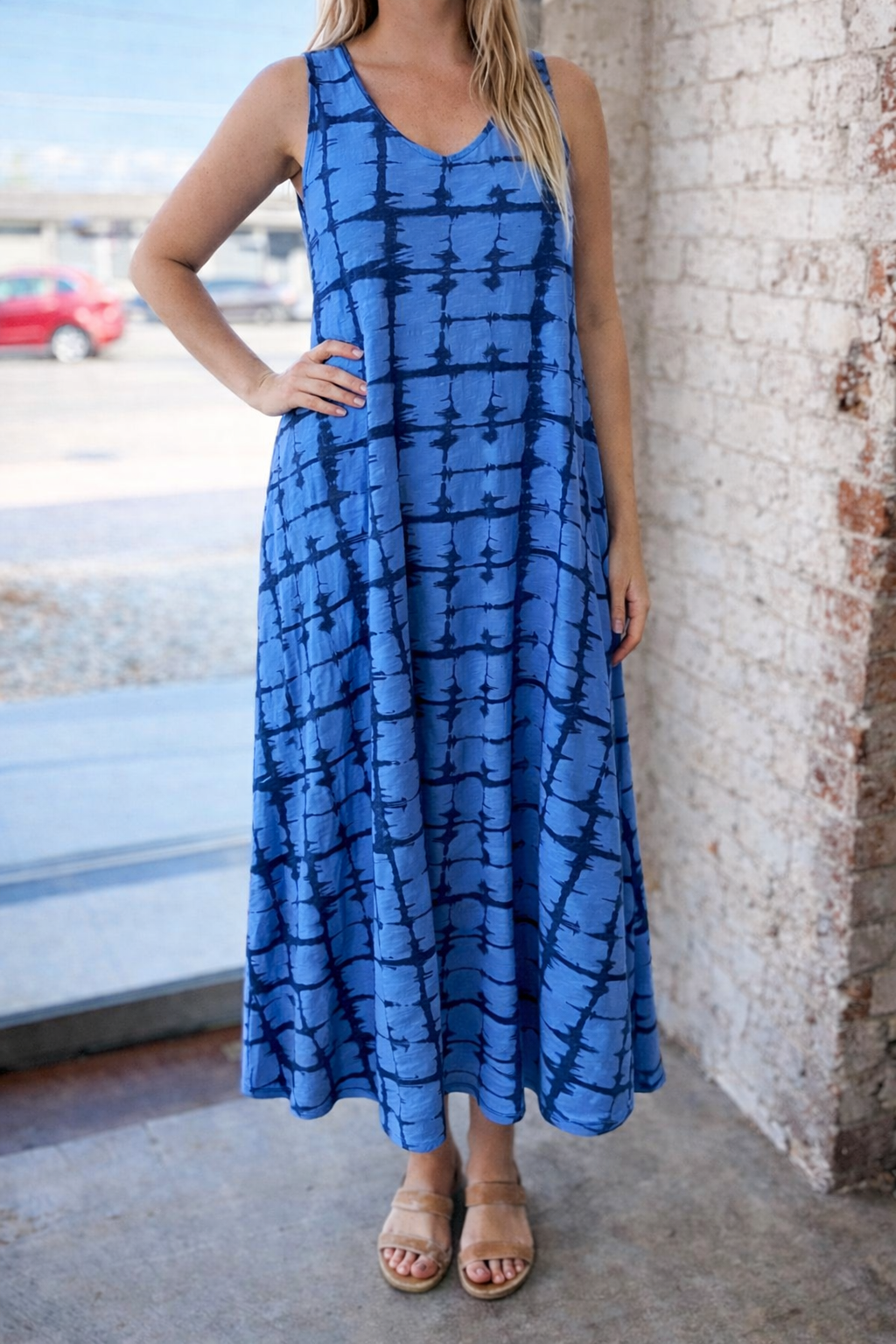 Bermuda Blue Print Sleeveless Dress