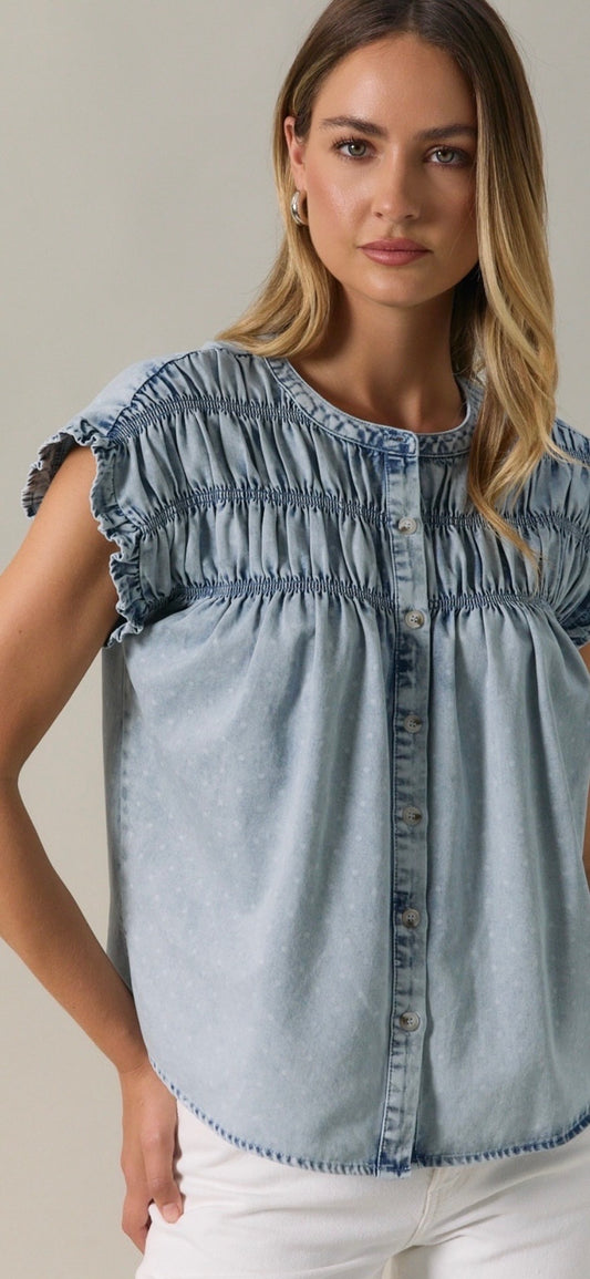 WASHED DENIM TOP
