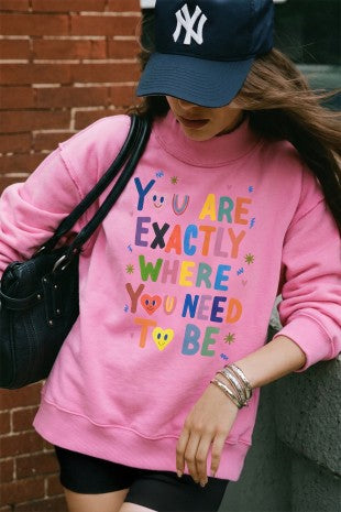 REVERSIBLE GRAPHIC MOCK-NECK CROP SWEATSHIRT