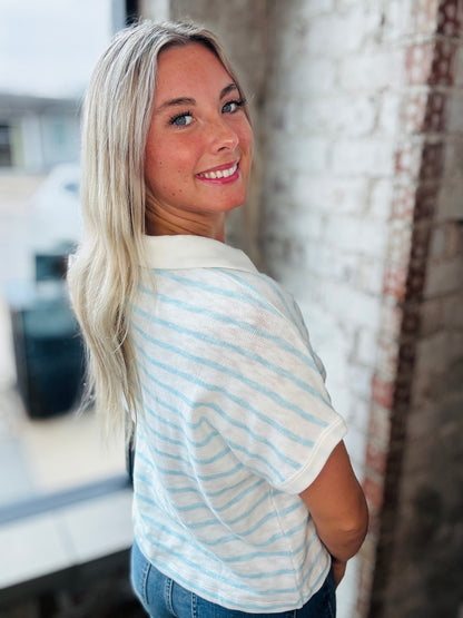 Lt Blue Stripe Top