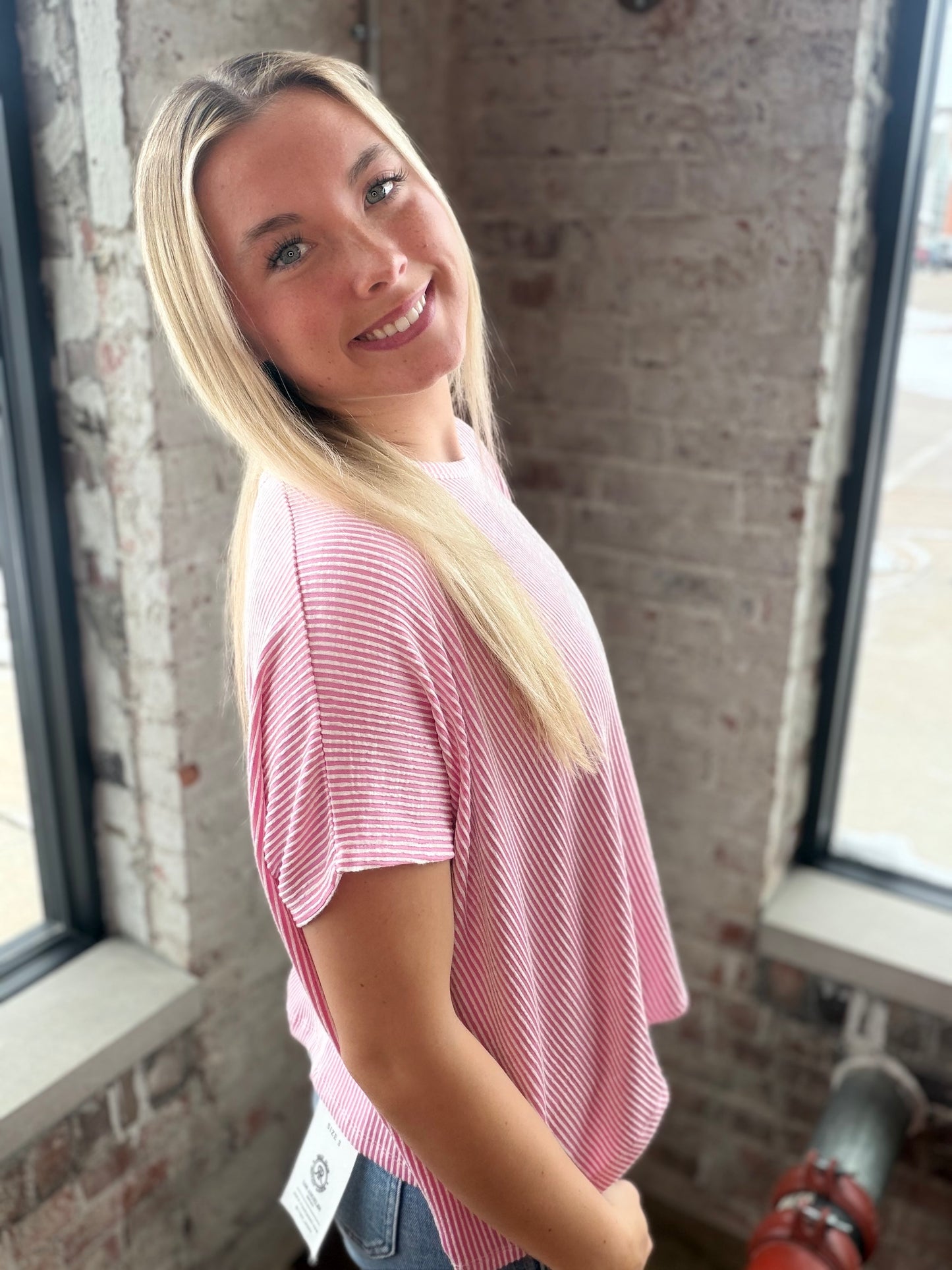 Baby Pink and White Striped Top