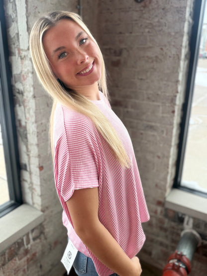 Baby Pink and White Striped Top