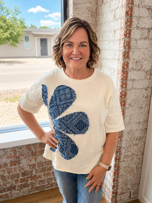 IVORY SAGE & FIG PETAL TOP