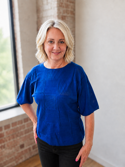MULTIPLES ROYAL BLUE KNIT TOP