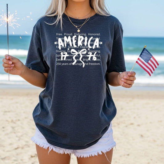 HEATHER NAVY AMERICA GRAPHIC TEE