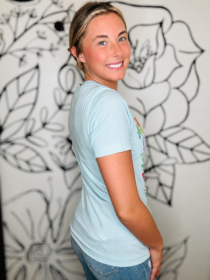 LT BLUE “BE KIND TO ALL KINDS” GRAPHIC TEE