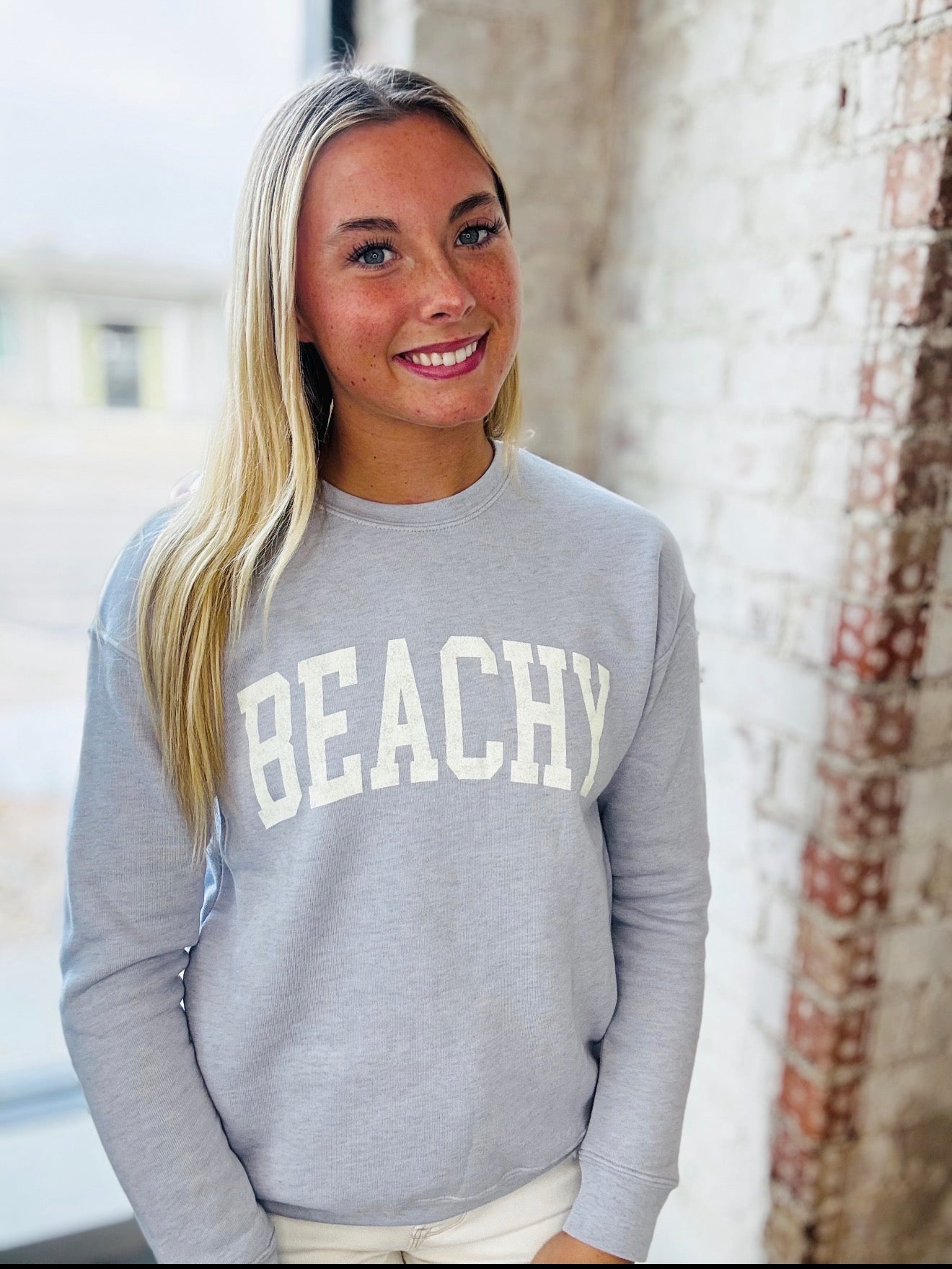 Heather Lavender “Beachy” Graphic Sweatshirt