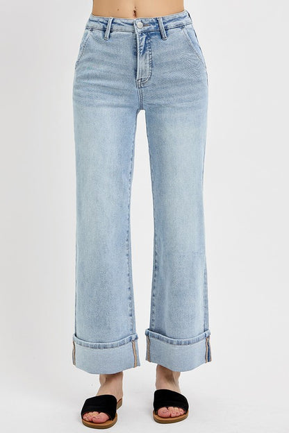 RISEN HIGH RISE CUFFED ANKLE JEANS