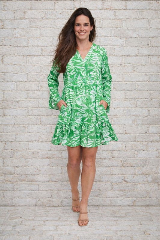 Tiered Print Midi Dress