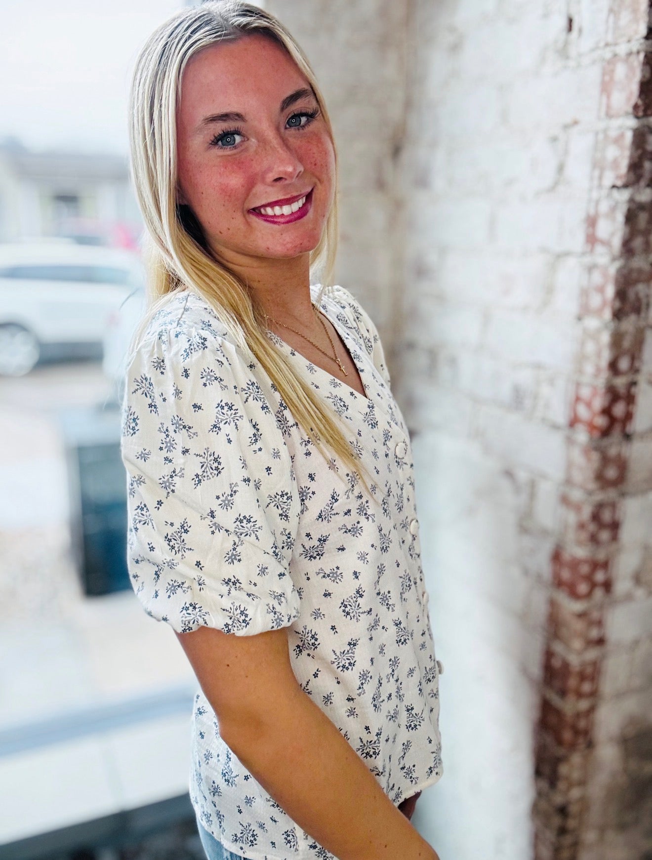 Ivory Floral Print Top