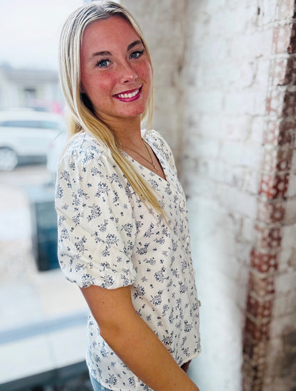 Ivory Floral Print Top