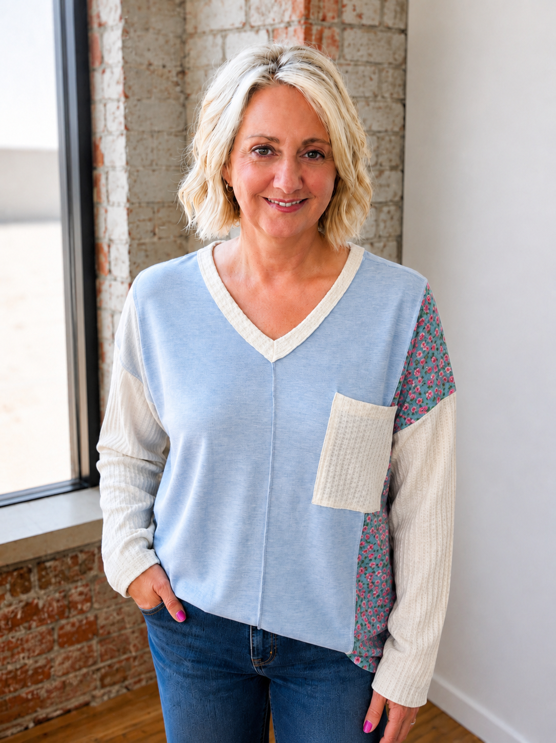 BLUEBELL BLOOM COLOR BLOCK TOP