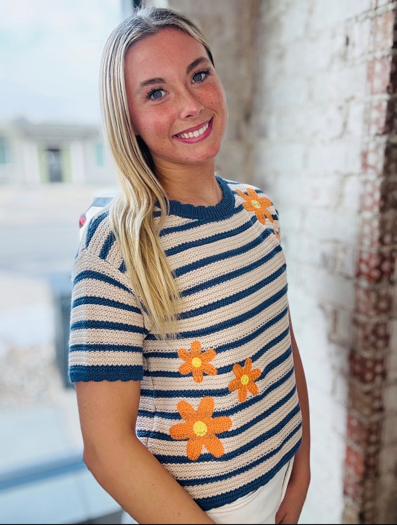 Floral Stripe Sweater