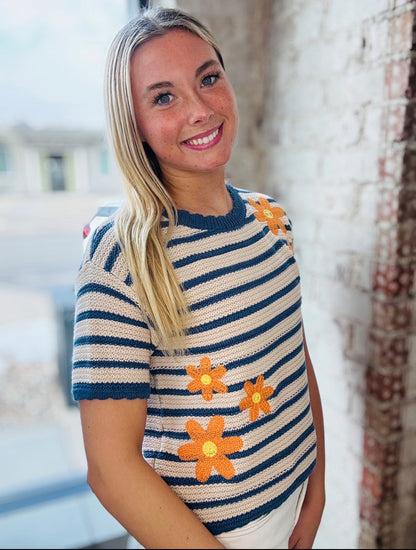 Floral Stripe Sweater