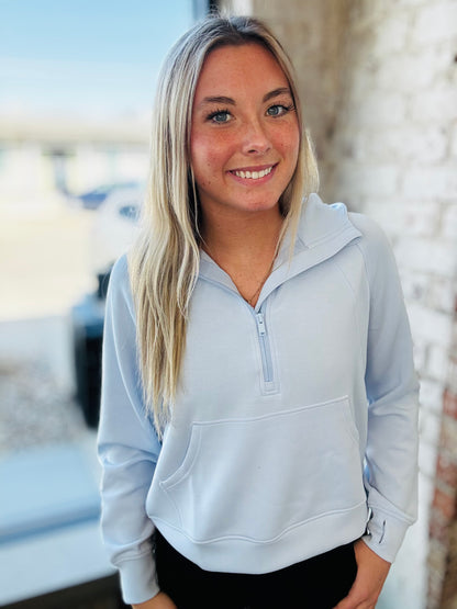 Frost Blue Scuba 1/4 Zip Hoodie