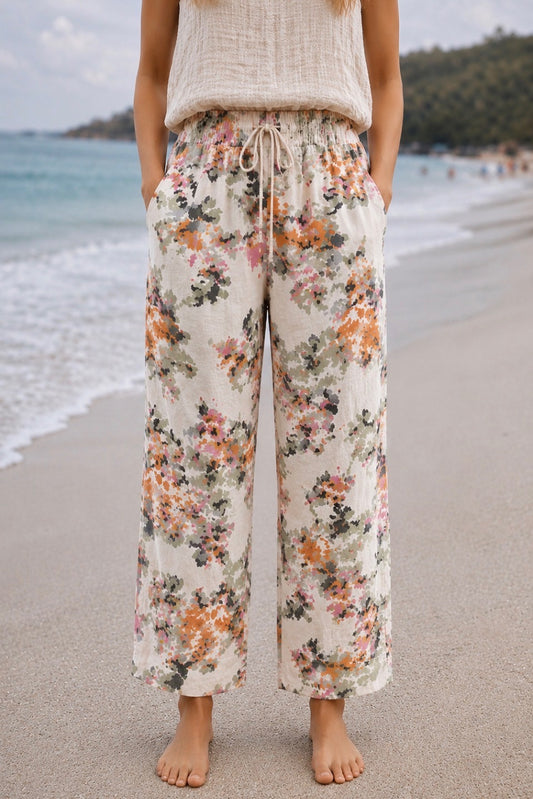 JENSEN WATERCOLOR FLORAL PRINT PALOOZA PANT