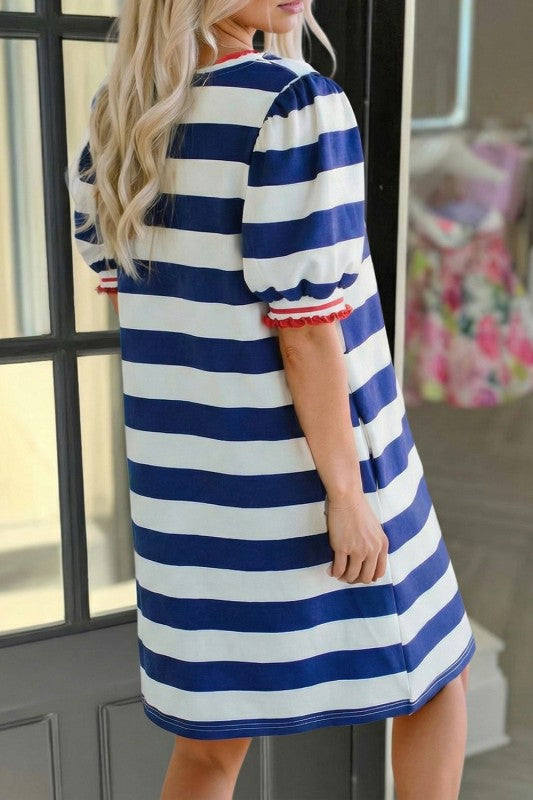 ROYAL BLUE STRIPE DRESS