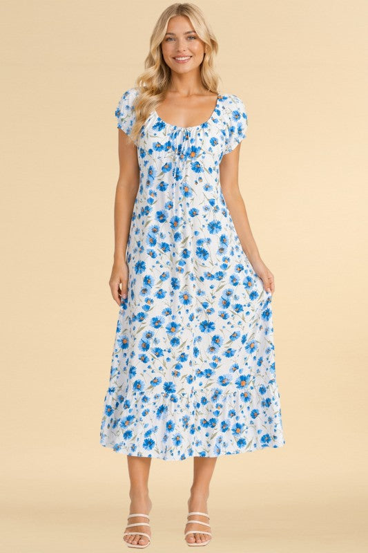 BLUE FLORAL PRINT DRESS