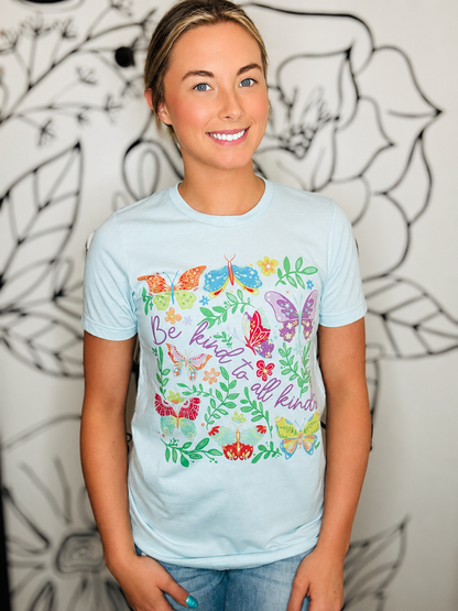 LT BLUE “BE KIND TO ALL KINDS” GRAPHIC TEE
