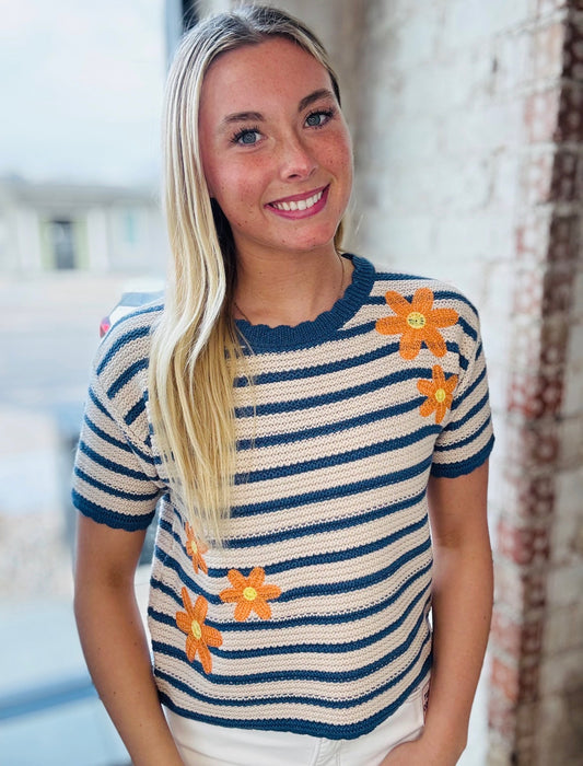 Floral Stripe Sweater