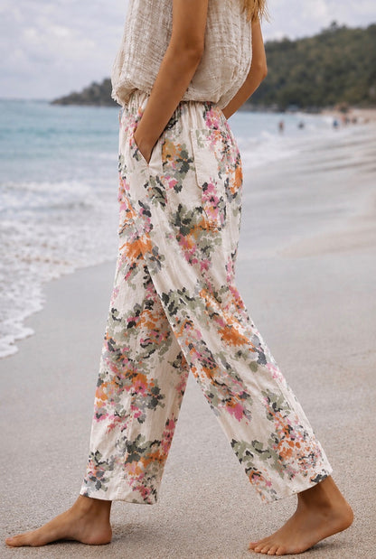 JENSEN WATERCOLOR FLORAL PRINT PALOOZA PANT