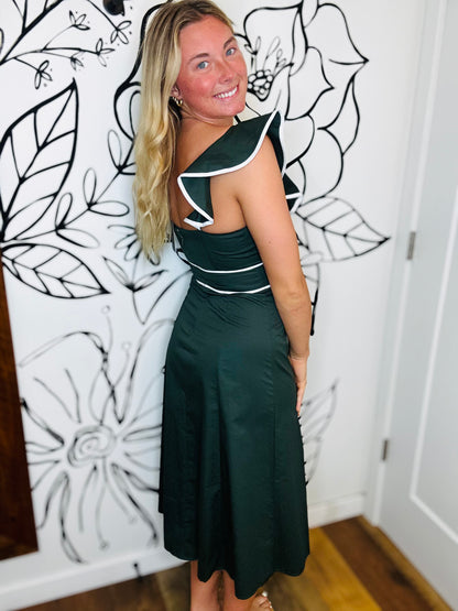 HUNTER GREEN MIDI DRESS