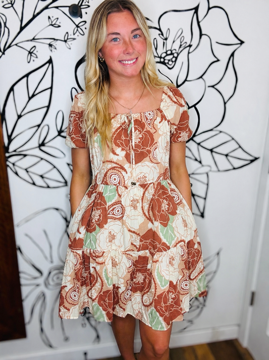 SIENNA FLORAL PRINT BABYDOLL DRESS