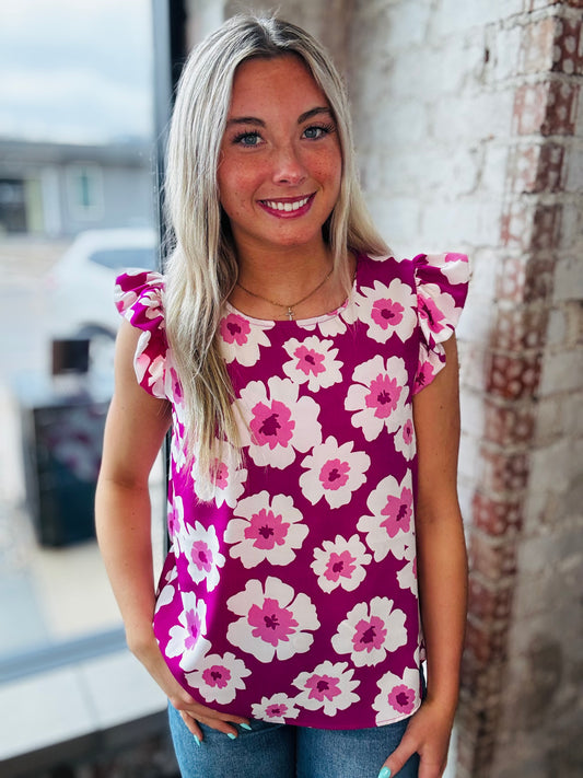 Magenta Floral Top