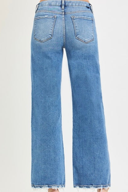 RISEN WIDE LEG JEAN WITH DOUBLE WAIST DETAIL